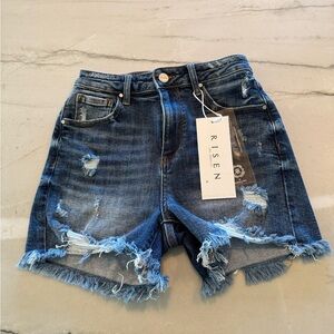 Women's Distressed Blue Denim Shorts